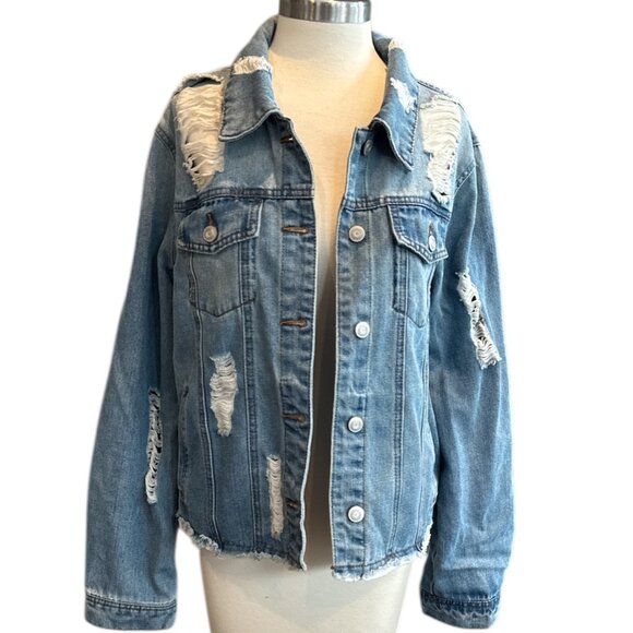 Ci Sono Distressed Denim Jean Jacket - Picture 1 of 10